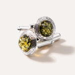 Textured Frame Green Amber Cufflinks — Baltic amber and sterling silver jewellery by Baltic Beauty