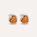 Tiny Heart Stud Amber Earrings — Baltic amber and sterling silver jewellery by Baltic Beauty