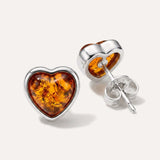 Tiny Heart Stud Amber Earrings — Baltic amber and sterling silver jewellery by Baltic Beauty