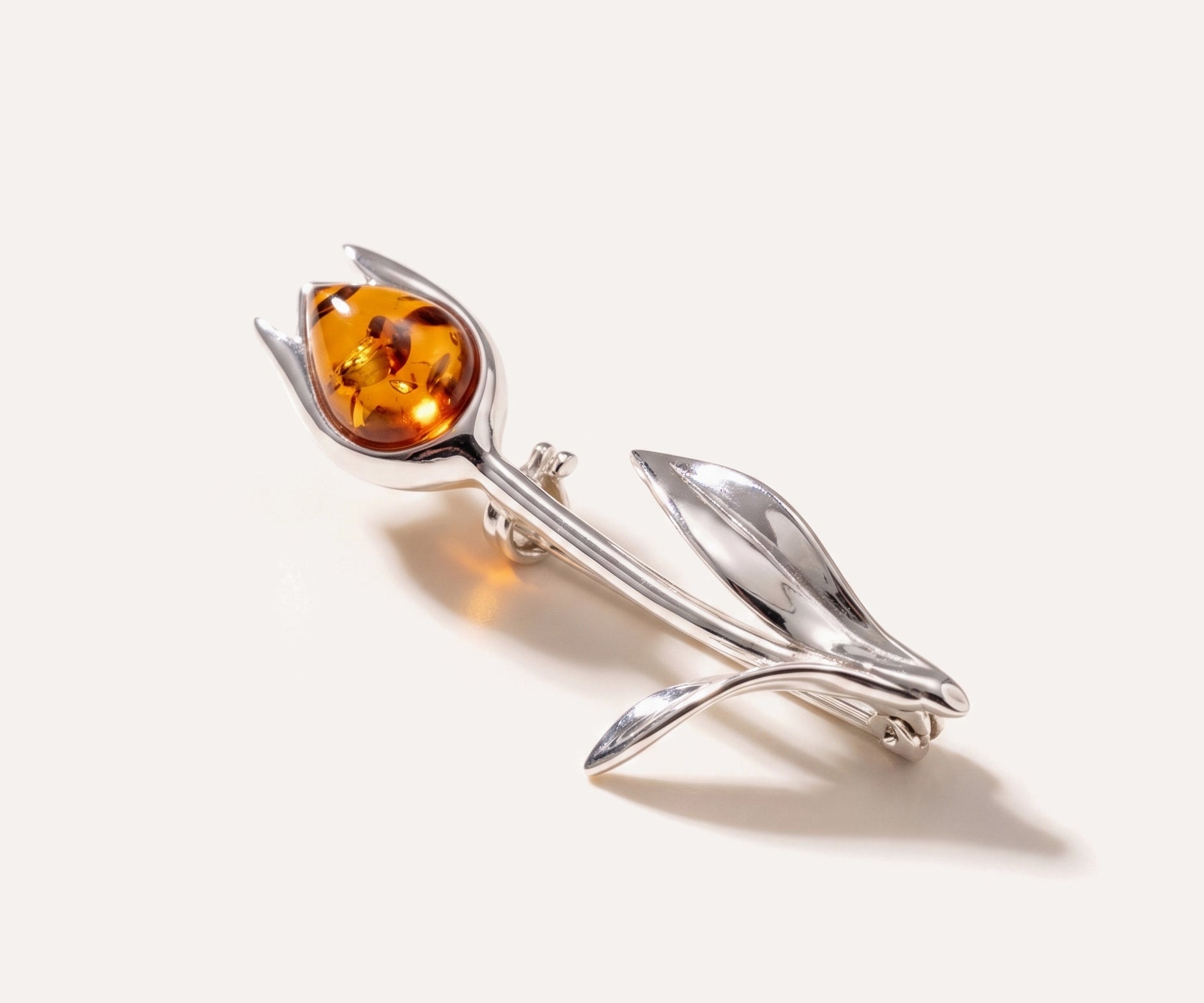 Tulip Amber Brooch — Baltic amber and sterling silver jewellery by Baltic Beauty