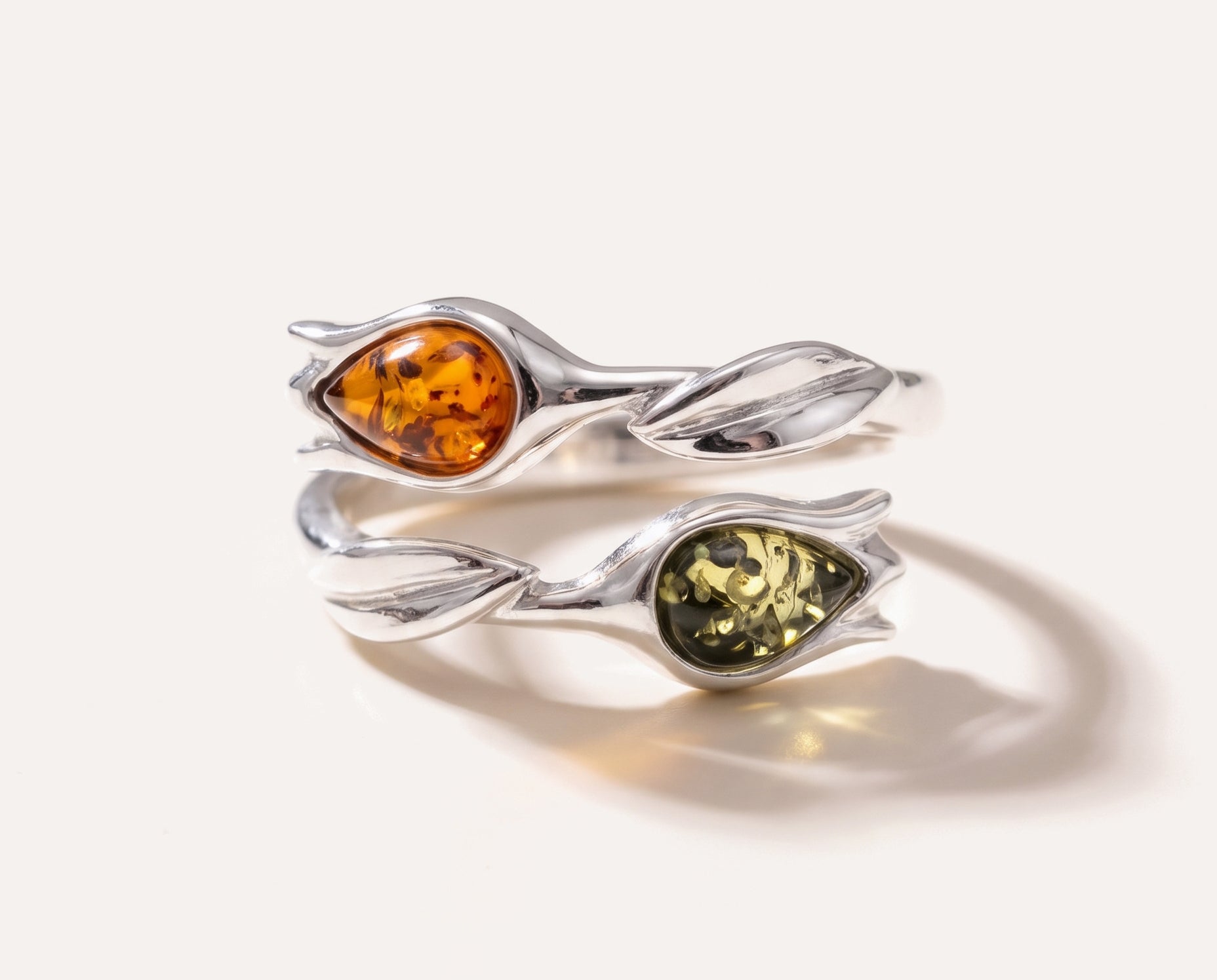 Two Tone Amber Tulip Ring — Baltic amber and sterling silver jewellery by Baltic Beauty