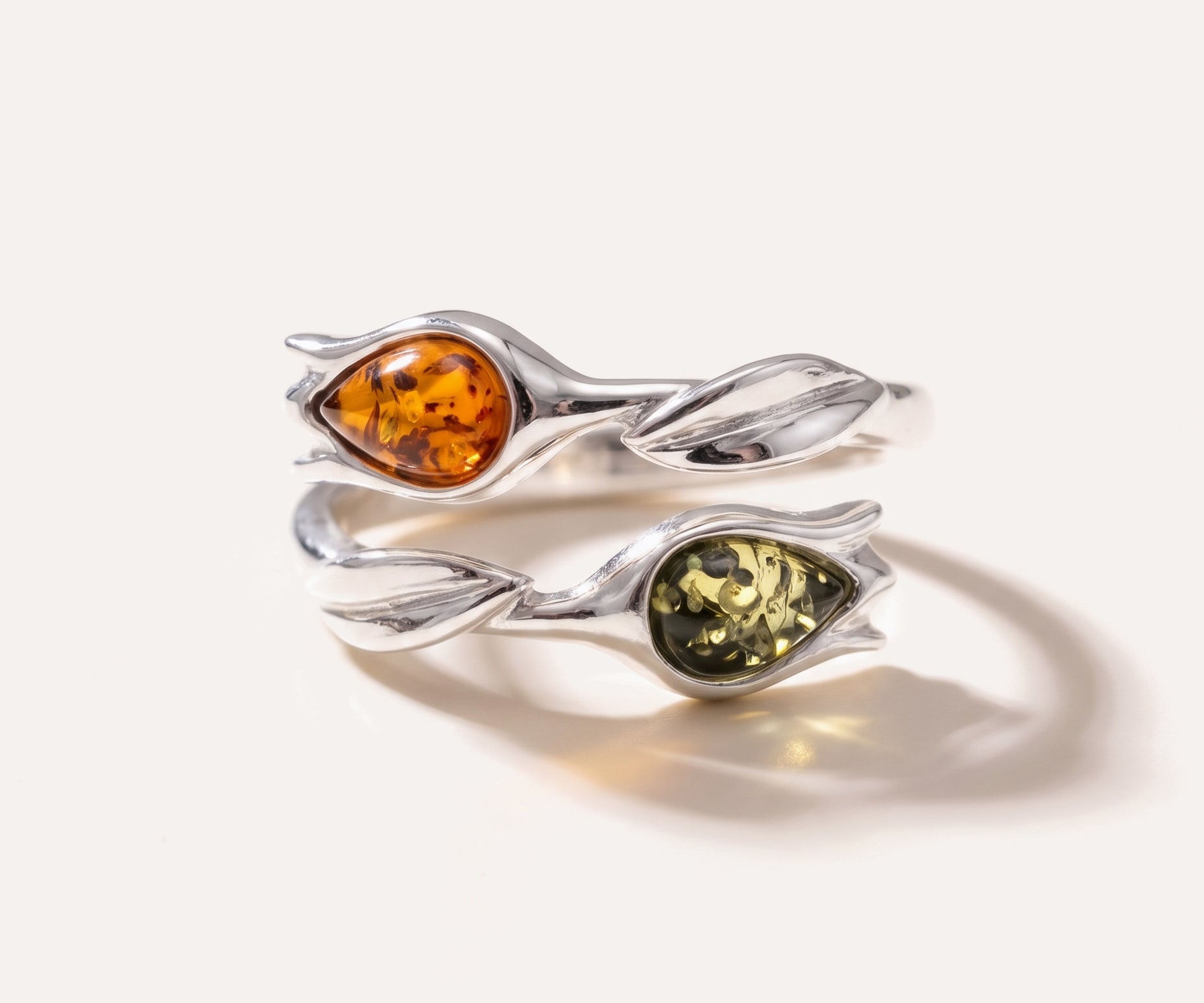 Two Tone Amber Tulip Ring — Baltic amber and sterling silver jewellery by Baltic Beauty