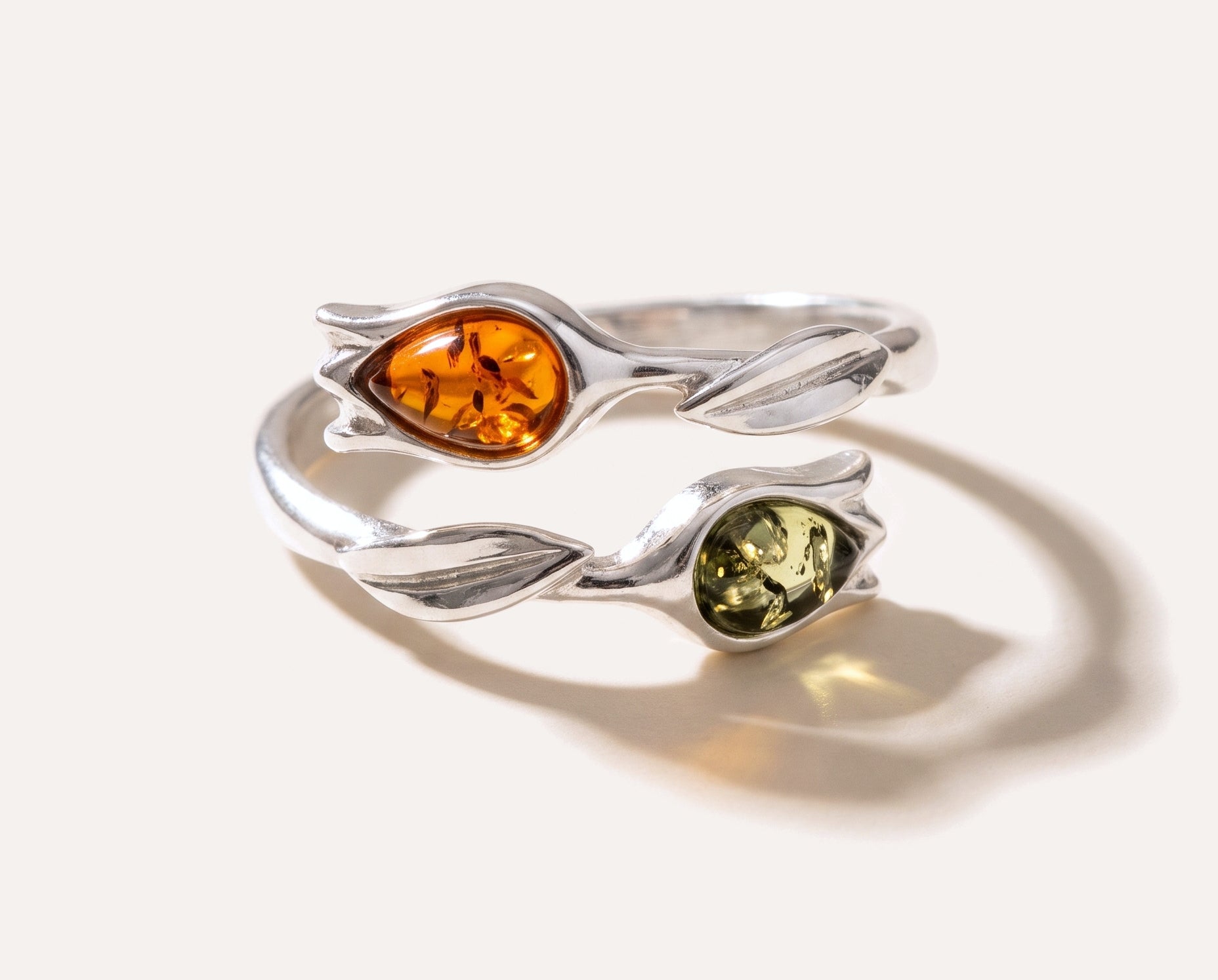 Two Tone Amber Tulip Ring — Baltic amber and sterling silver jewellery by Baltic Beauty
