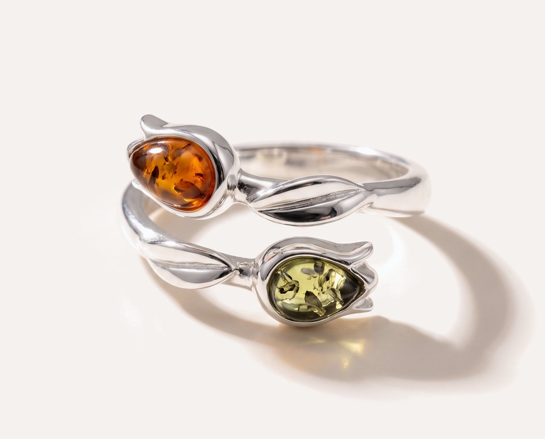 Two Tone Amber Tulip Ring — Baltic amber and sterling silver jewellery by Baltic Beauty