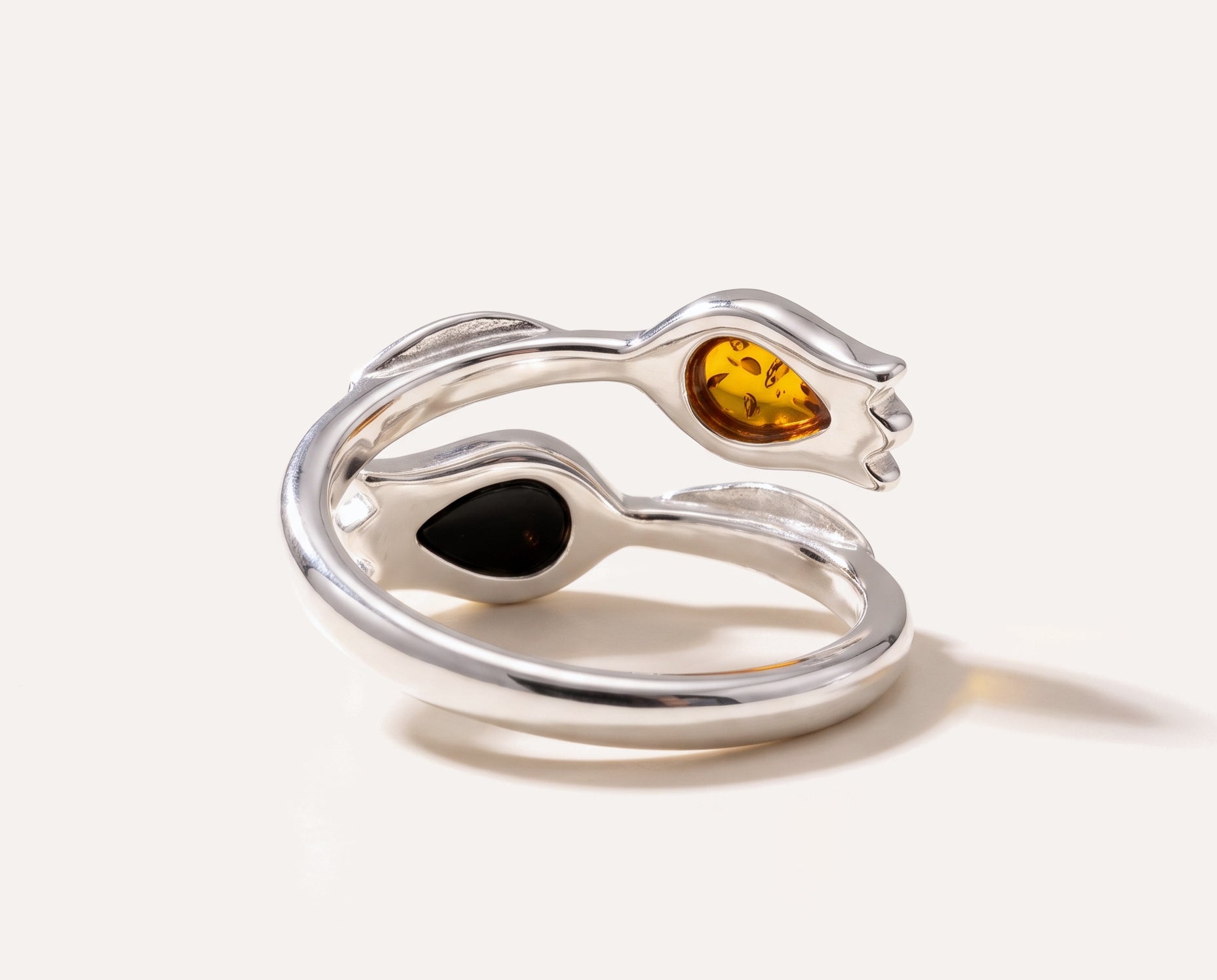 Two Tone Amber Tulip Ring — Baltic amber and sterling silver jewellery by Baltic Beauty