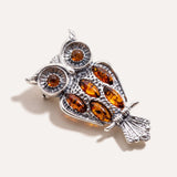 Wise Owl Brooch — Baltic amber and sterling silver jewellery by Baltic Beauty