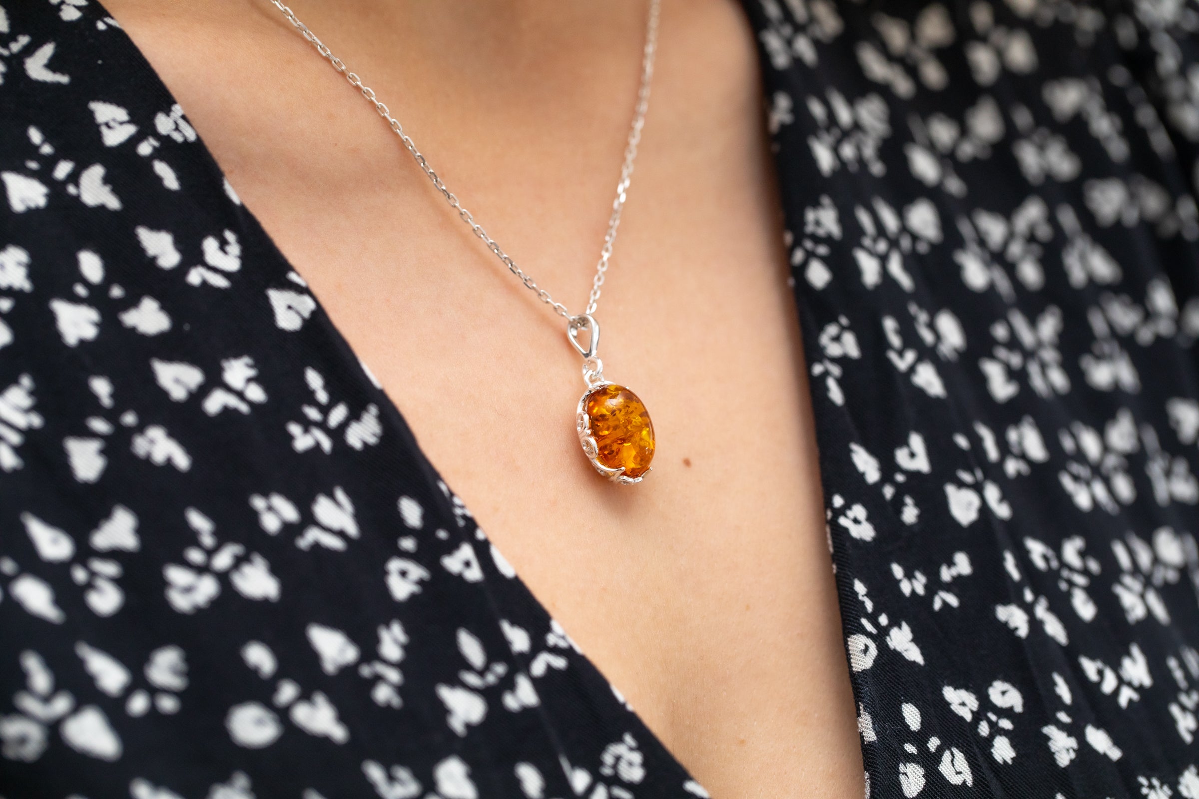 Demi Amber Drop Pendant- Necklaces- Baltic Beauty