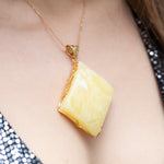 OOAK Exclusive Even Diamond Amber Pendant- Necklaces- Baltic Beauty