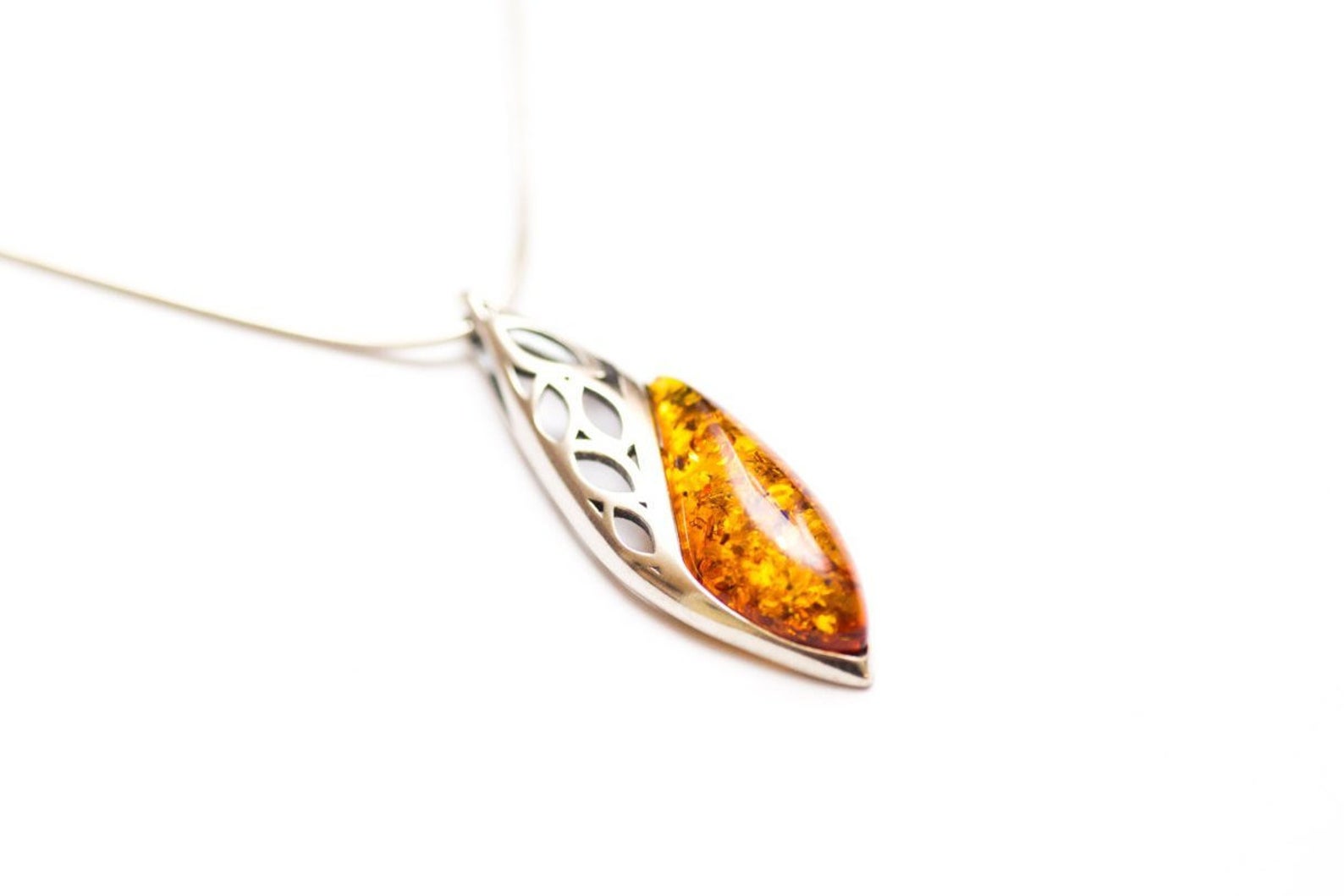 Modern Amber Drop Pendant- Necklaces- Baltic Beauty