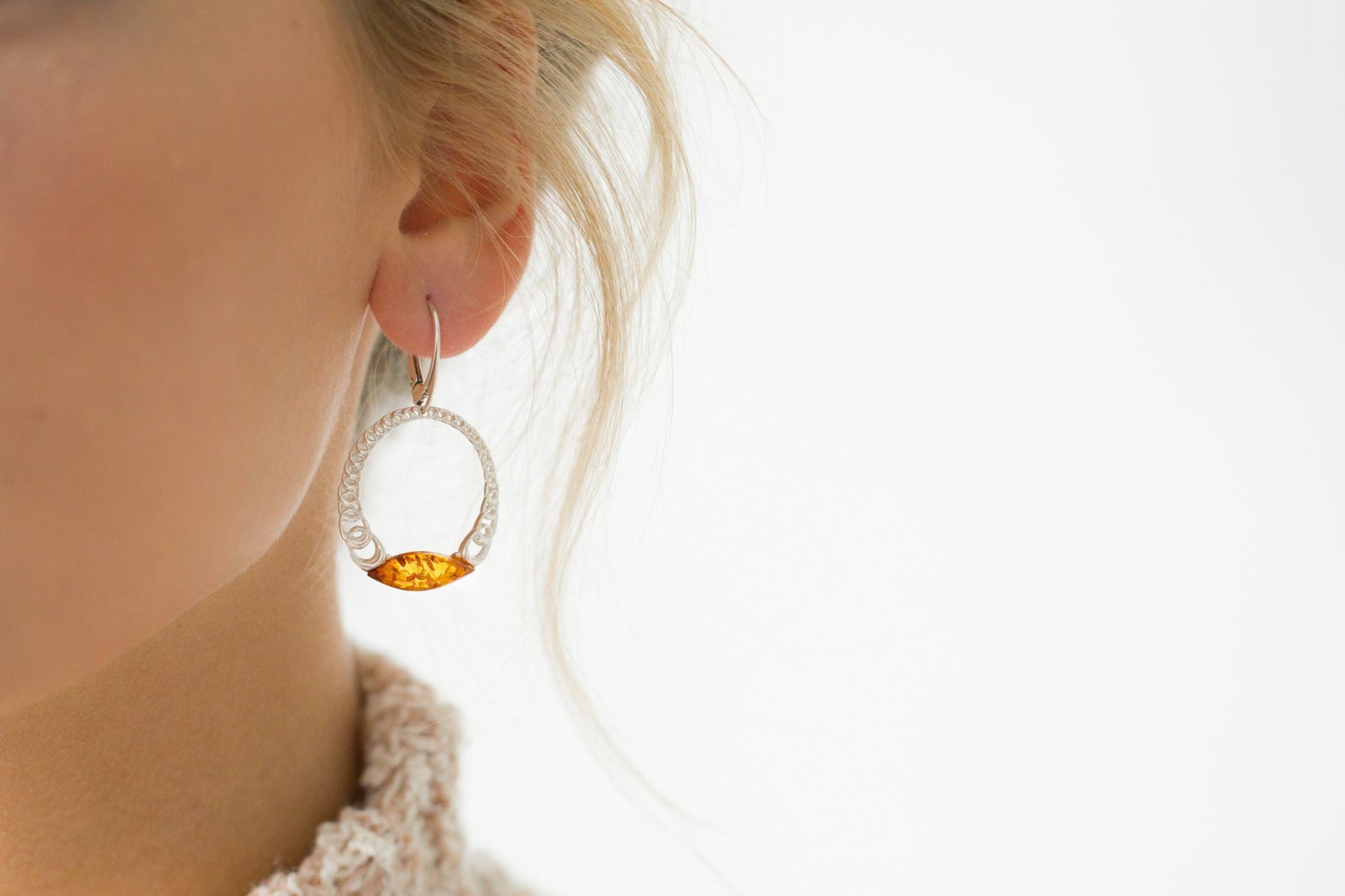 Large Cognac Hoop Earrings- Earrings- Baltic Beauty