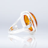 Classic Oval Ring with Cognac Amber- Rings- Baltic Beauty