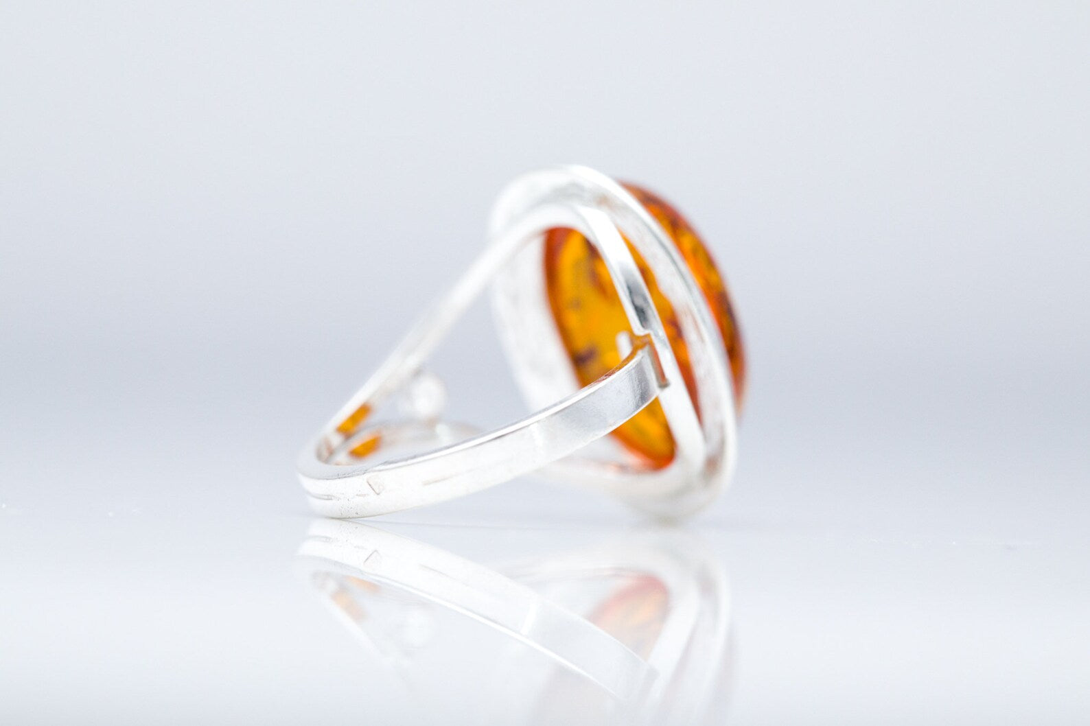 Classic Oval Ring with Cognac Amber- Rings- Baltic Beauty