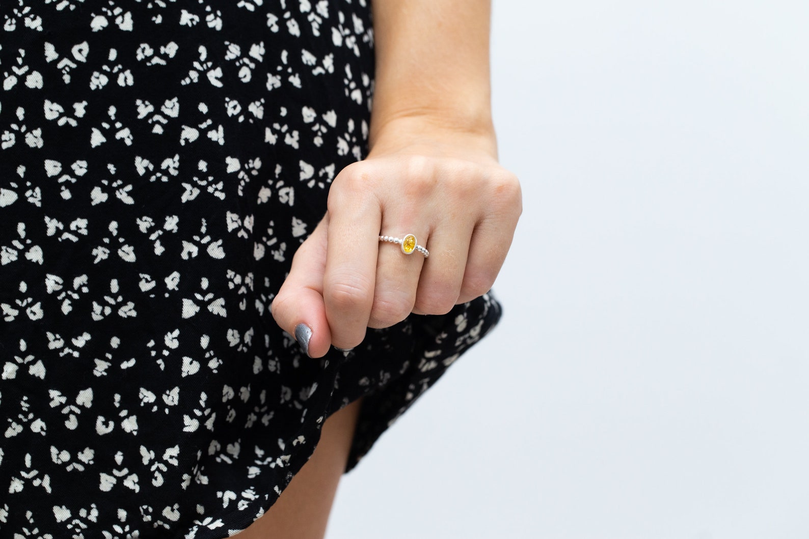 Yellow Amber Bubble Stacking Ring- Rings- Baltic Beauty