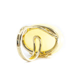 Handmade Elegant Oval Yellow Amber Cocktail Ring- Rings- Baltic Beauty