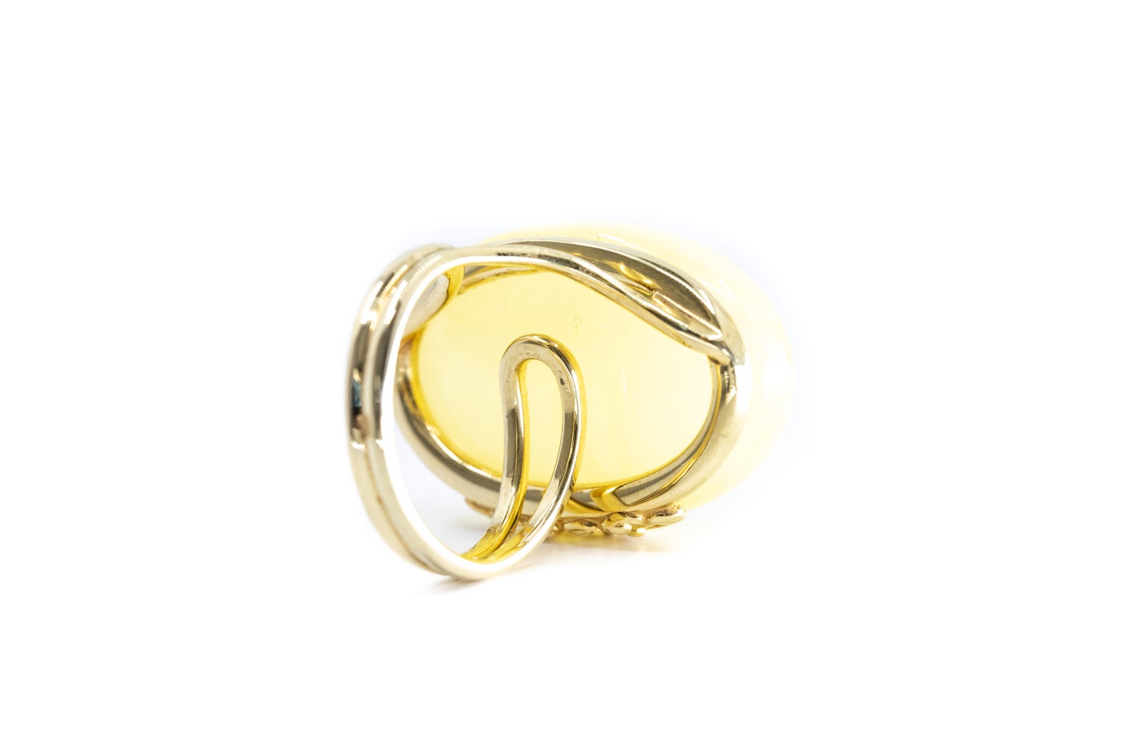 Handmade Elegant Oval Yellow Amber Cocktail Ring- Rings- Baltic Beauty