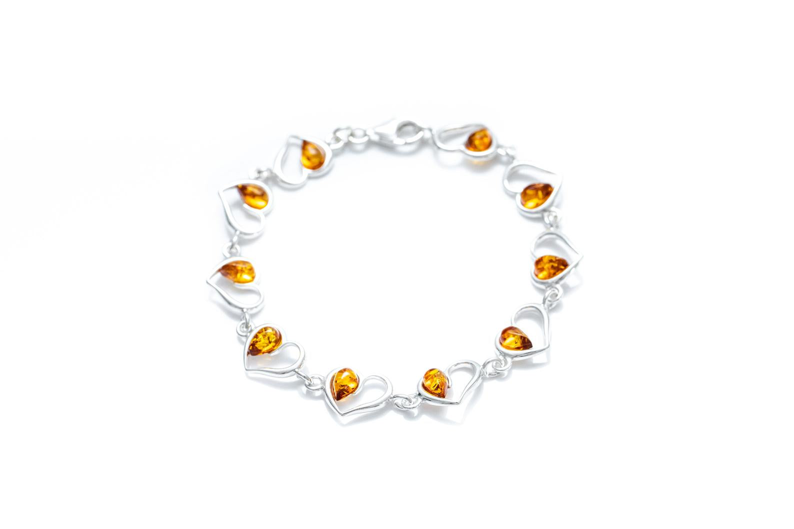 Minimal Amber Heart Bracelet- Bracelets- Baltic Beauty