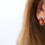 Floral Frame Amber Stud Earrings- Earrings- Baltic Beauty