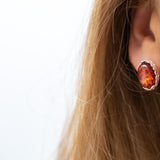 Floral Frame Amber Stud Earrings- Earrings- Baltic Beauty