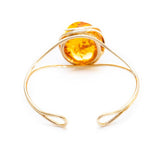 Handmade Minimal Gold Kissed Amber Bangle- Bracelets- Baltic Beauty