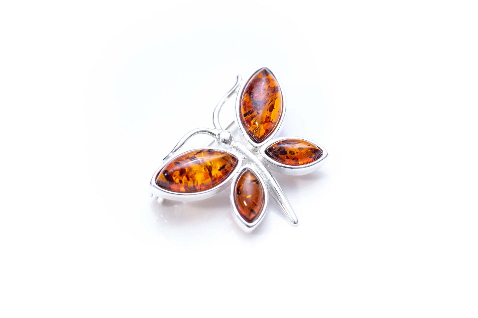 Small Amber Butterfly Brooch- Brooches- Baltic Beauty