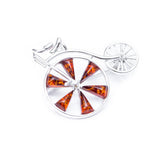 Amber Detail Penny Farthing Brooch- Brooches- Baltic Beauty