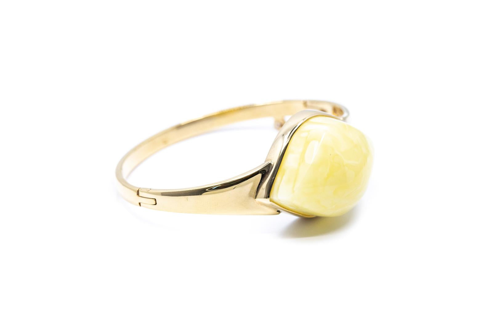 Minimal Gold Butterscotch Amber Diamond Bangle- Bracelets- Baltic Beauty