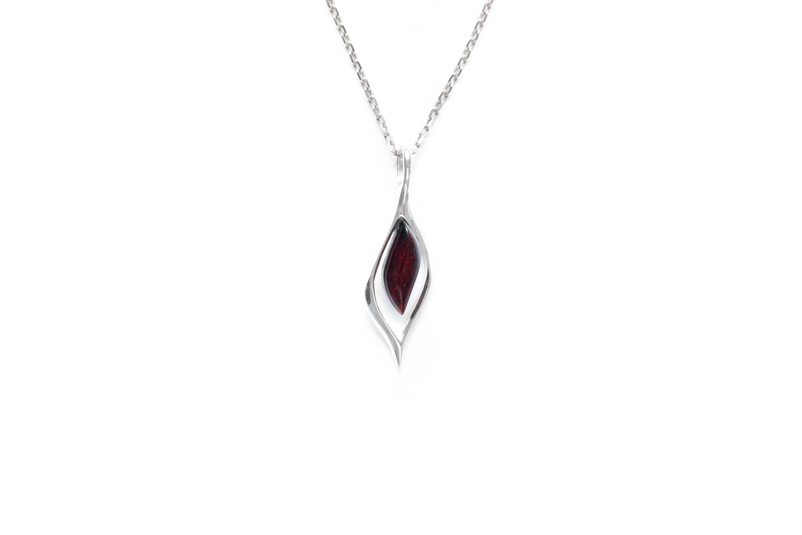 Small Droplet Cherry Amber Pendant- Necklaces- Baltic Beauty