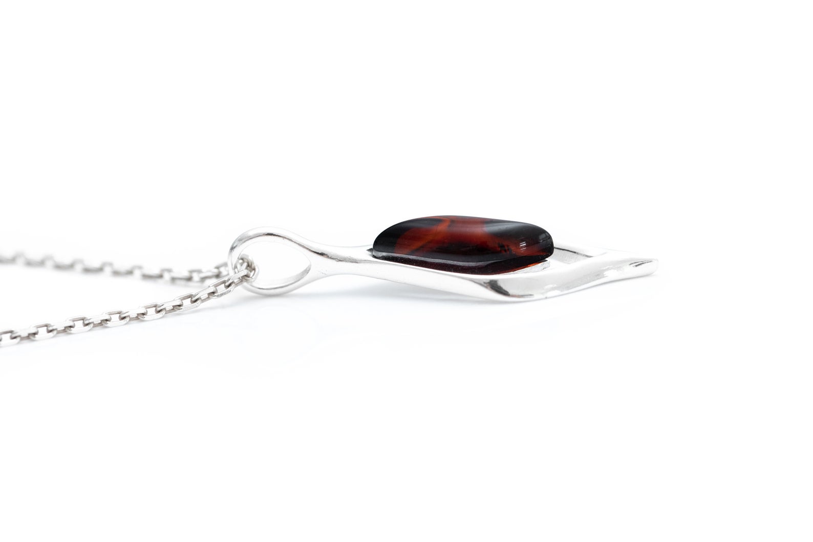 Small Droplet Cherry Amber Pendant- Necklaces- Baltic Beauty