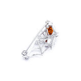 Minimal Amber Spider Web Brooch- Brooches- Baltic Beauty