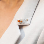 Minimal Amber Spider Web Brooch- Brooches- Baltic Beauty