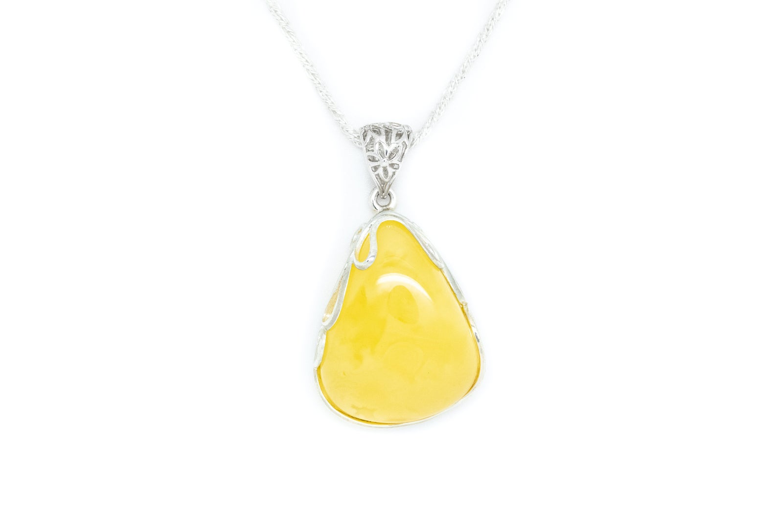 Handmade Yellow Amber Pendant- Necklaces- Baltic Beauty