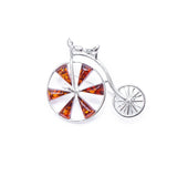 Amber Detail Penny Farthing Brooch- Brooches- Baltic Beauty