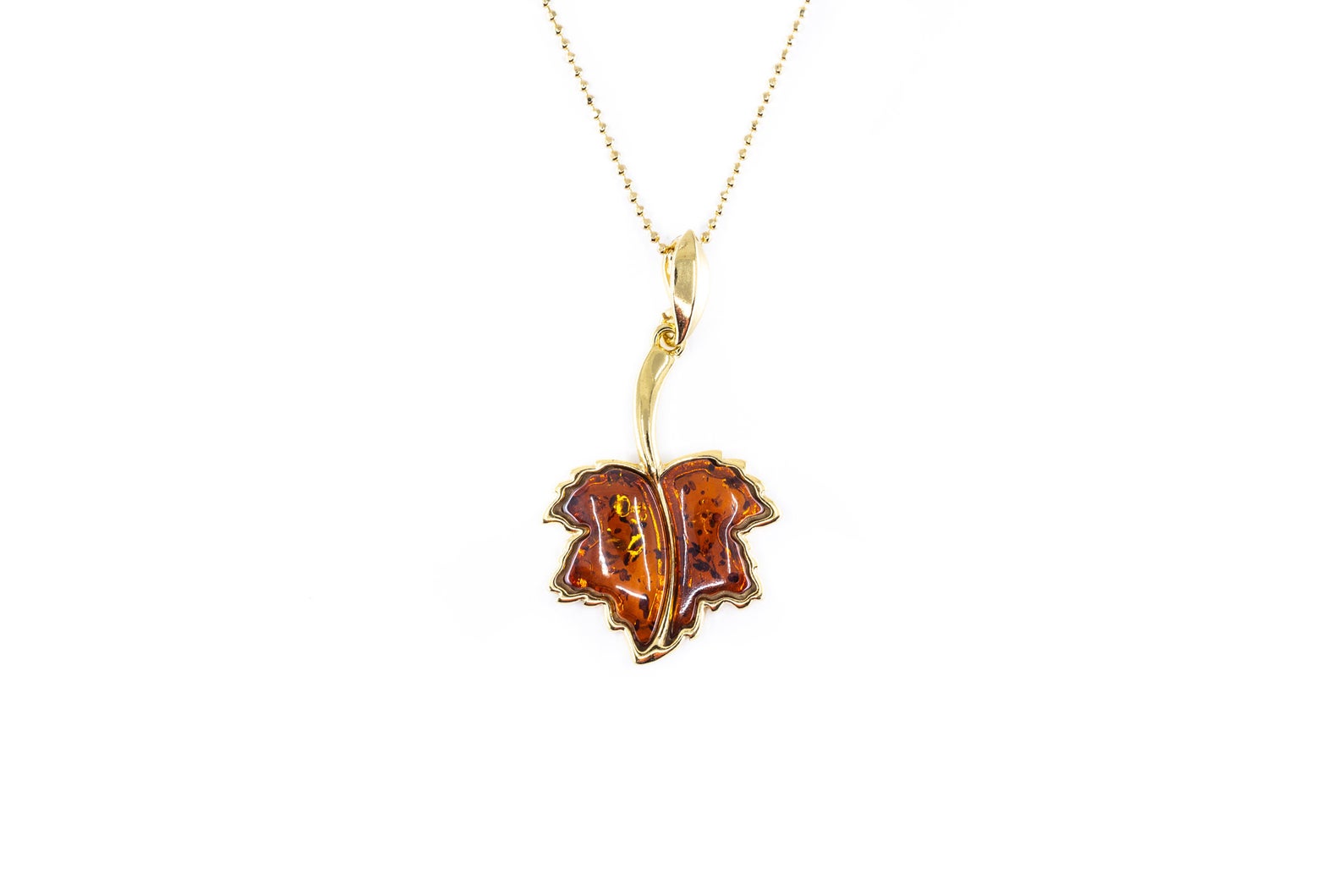 Gold Plated Maple Leaf Charm Pendant- Necklaces- Baltic Beauty