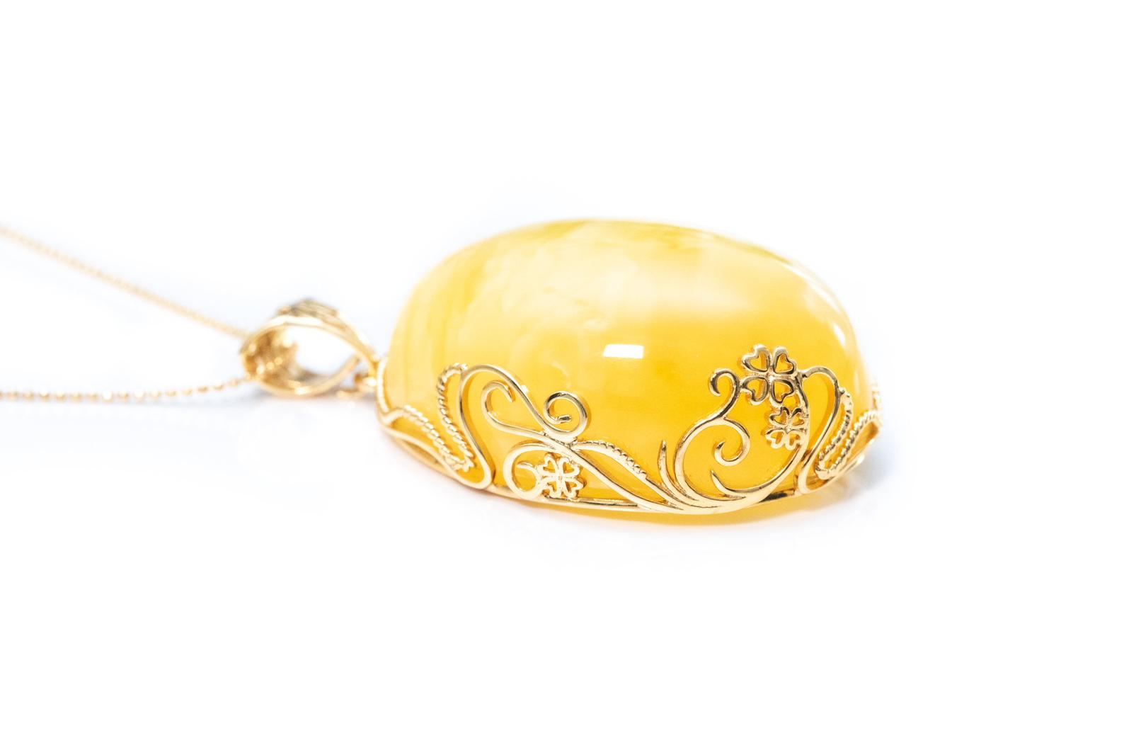 OOAK Butterscotch Reverse Filigree Pendant- Necklaces- Baltic Beauty