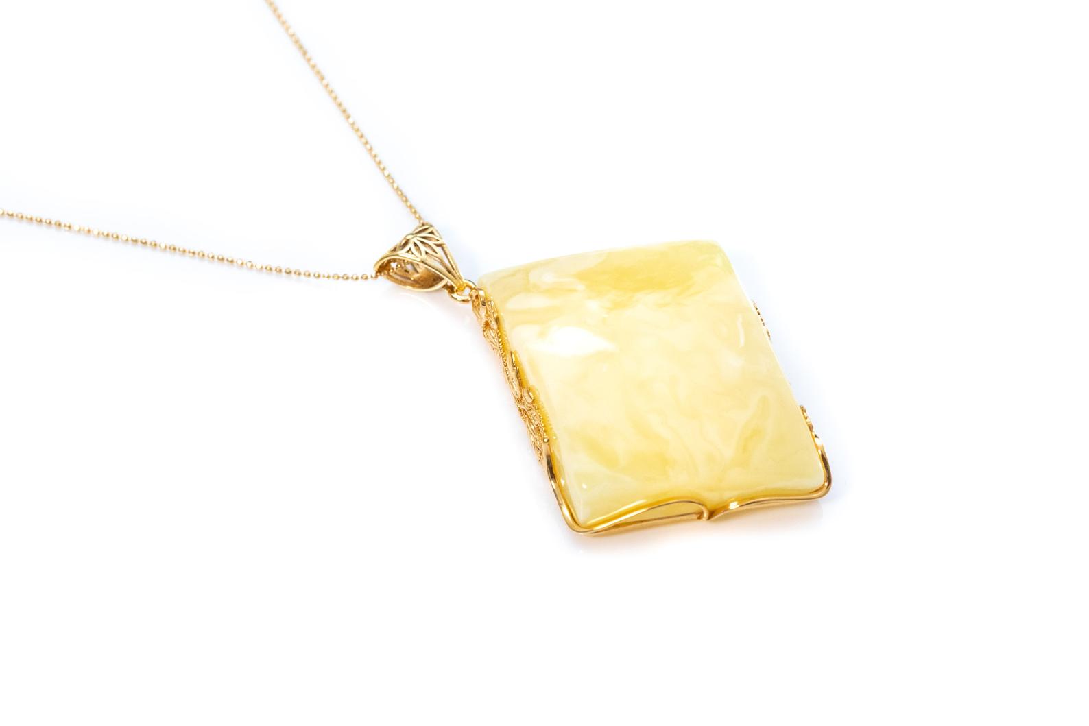 OOAK Exclusive Even Diamond Amber Pendant- Necklaces- Baltic Beauty