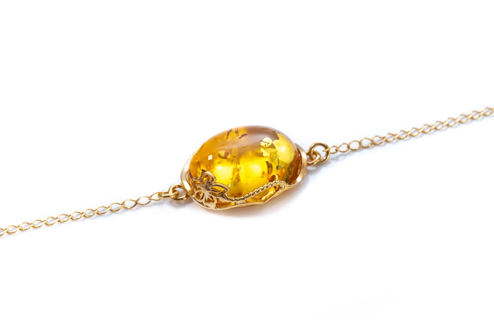 Citrus Amber and Gold Plated Silver Bracelet- Bracelets- Baltic Beauty