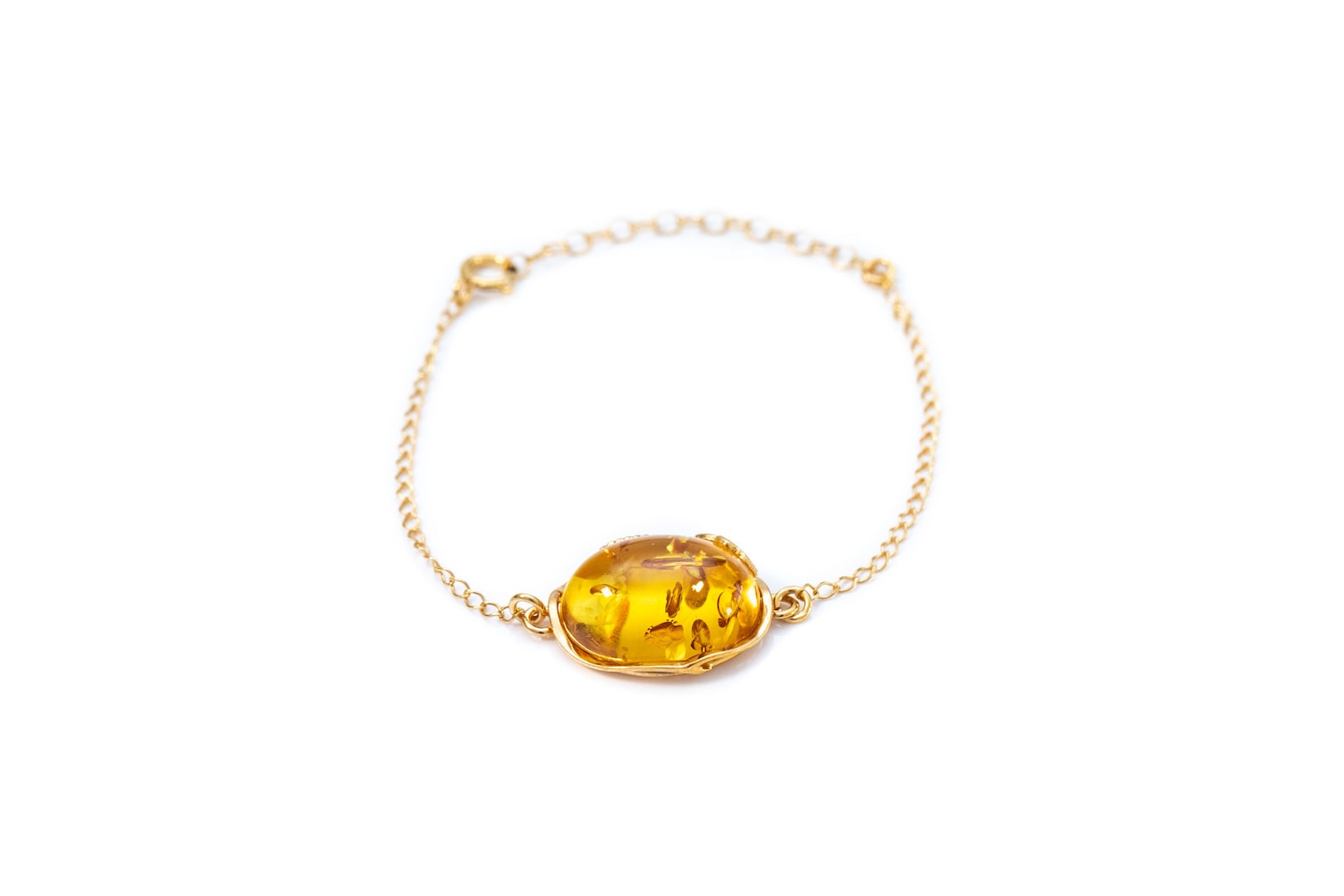 Citrus Amber and Gold Plated Silver Bracelet- Bracelets- Baltic Beauty