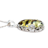 Handmade Green Amber Pendant- Necklaces- Baltic Beauty