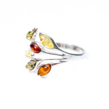 Multicolour Amber Floral Ring- Rings- Baltic Beauty