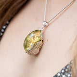 Handmade Pale Green Amber Pendant- Necklaces- Baltic Beauty