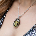 Handmade Green Amber Pendant- Necklaces- Baltic Beauty