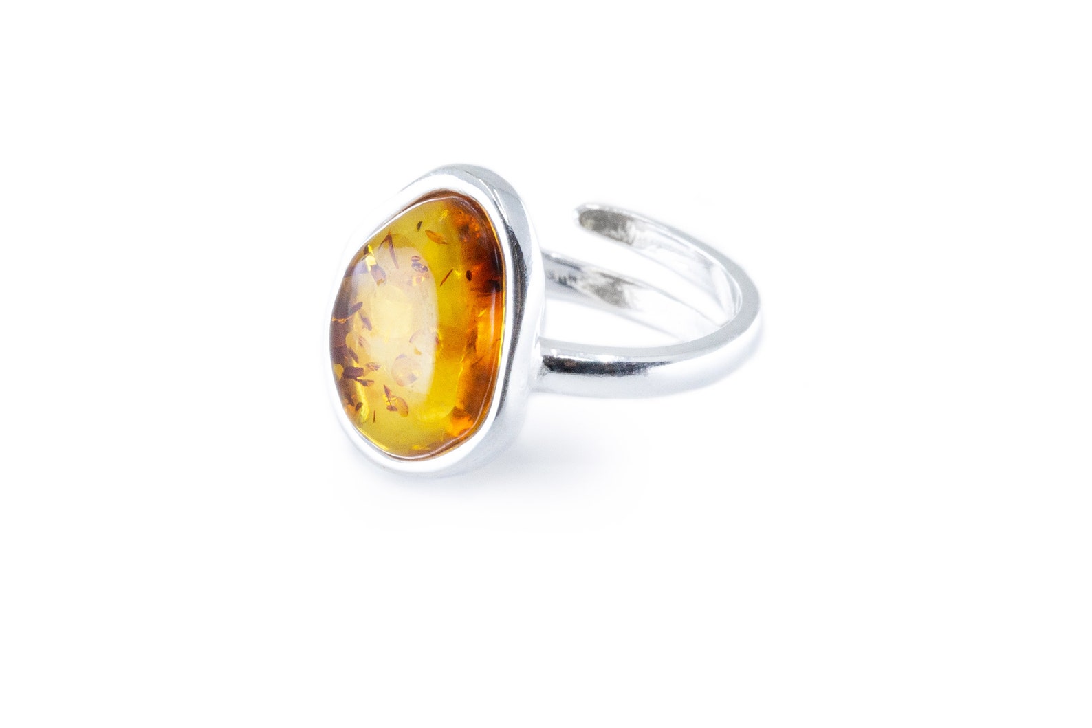 Amber ELEMENT Solitaire Adjustable Ring- Rings- Baltic Beauty