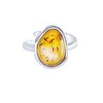Amber ELEMENT Solitaire Adjustable Ring- Rings- Baltic Beauty