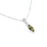 Minimal Leaf Green Amber Pendant- Necklaces- Baltic Beauty