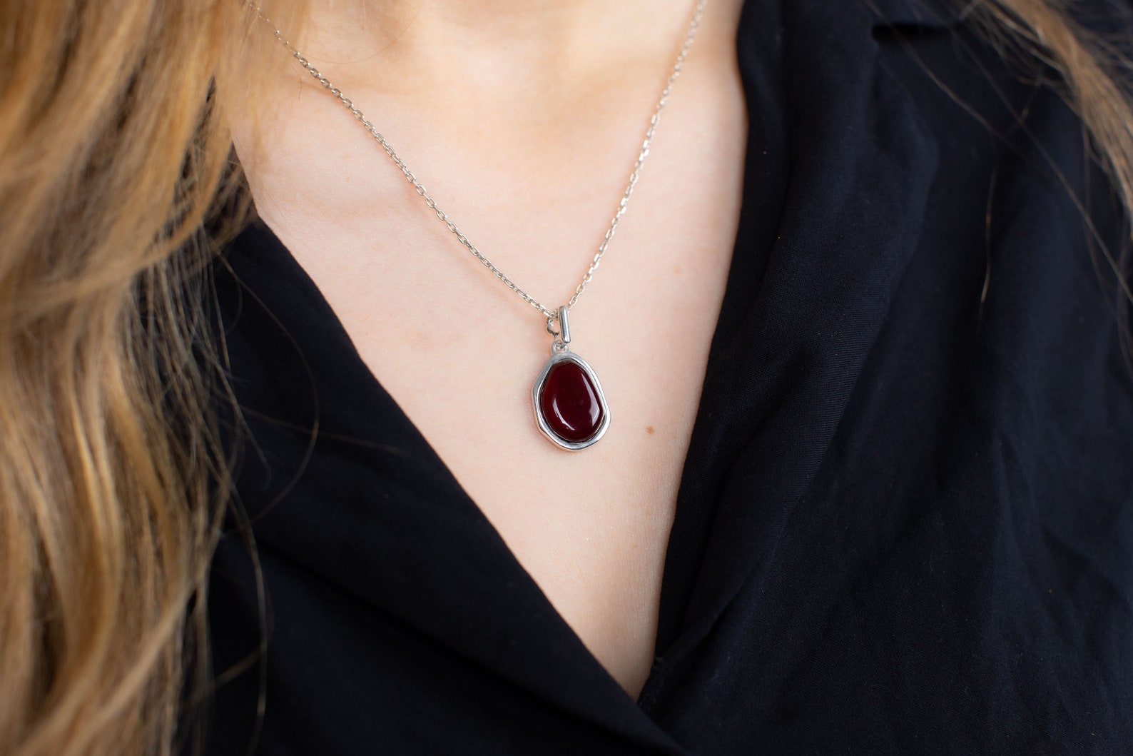 Cherry Amber ELEMENT Pendant Necklace- Necklaces- Baltic Beauty