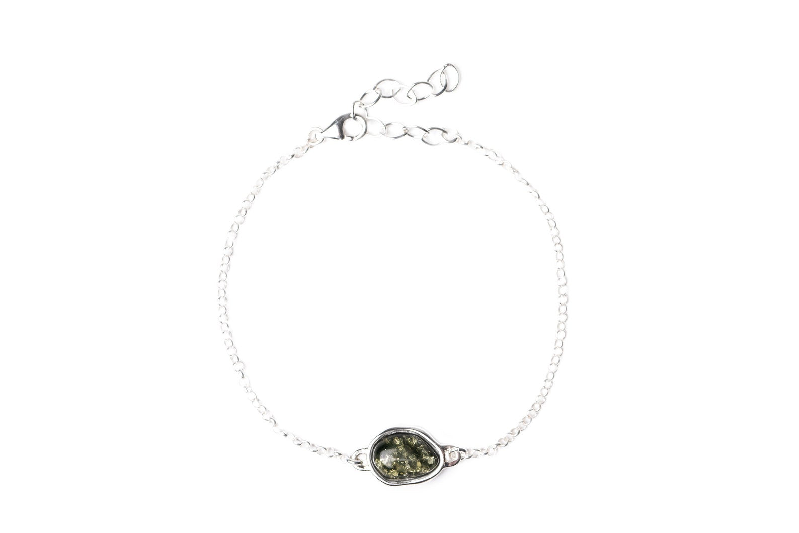 Green Amber ELEMENT Link Chain Bracelet- Bracelets- Baltic Beauty