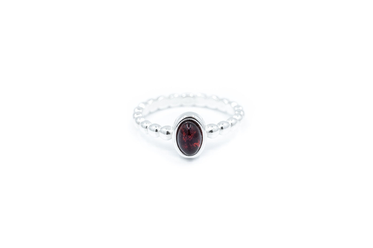 Cherry Amber Bubble Stacking Ring- Rings- Baltic Beauty