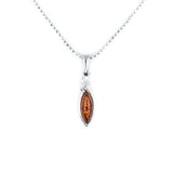 Minimal Leaf Amber Pendant- Necklaces- Baltic Beauty
