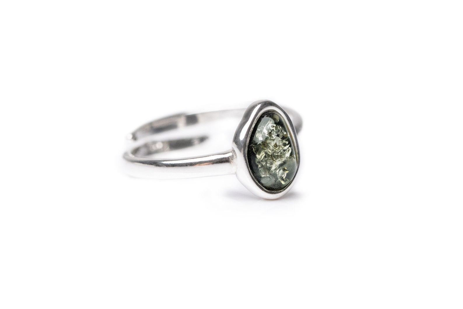 Green Amber ELEMENT Stacking Ring- Rings- Baltic Beauty