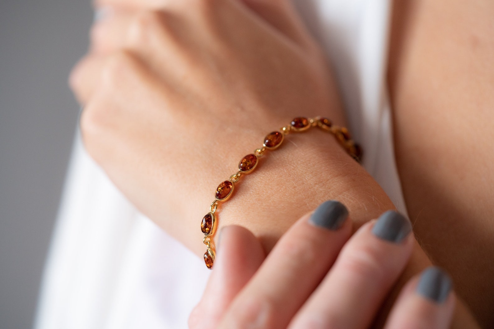 Gold Plated Dainty Oval Bracelet- Bracelets- Baltic Beauty